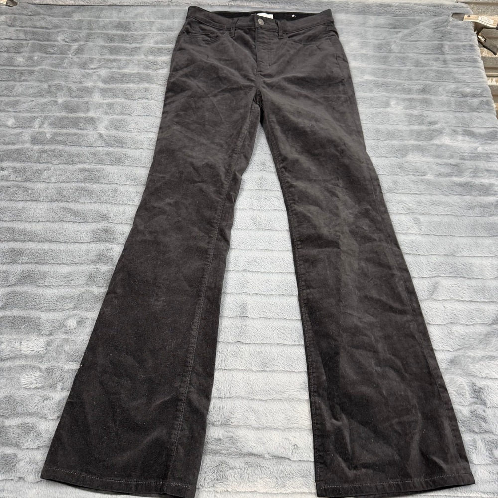 LOFT Womens Black Corduroy Flare Leg Pants Size 28 6 Stretch Casual Modern